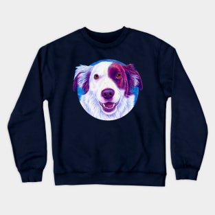 Colorful Red and White Border Collie Dog Crewneck Sweatshirt